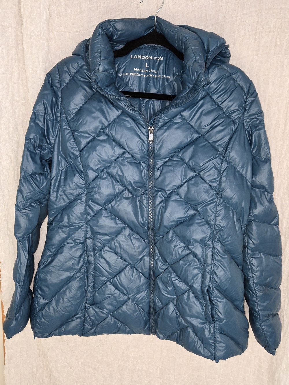 London Fog Teal Quilted Hooded Packable Puffer Jacket‎ - Women